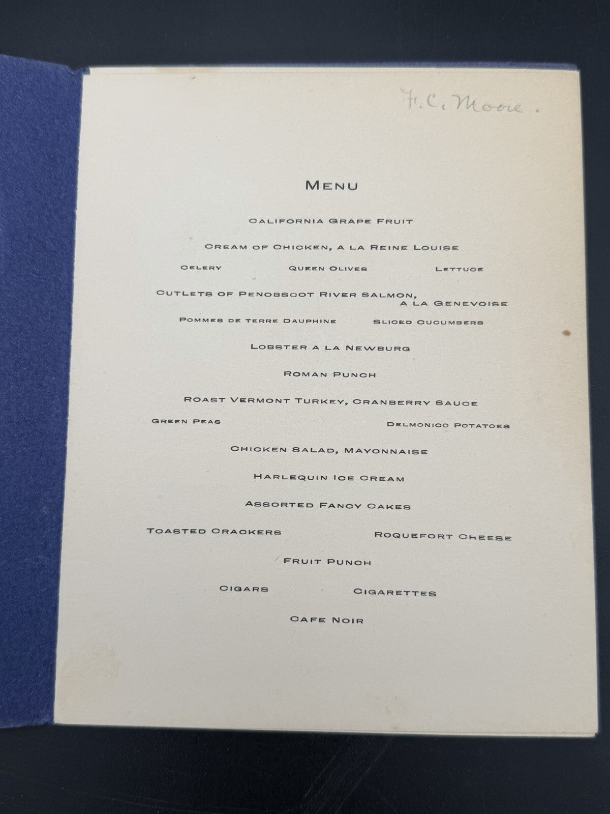 1904 Chi Chapter Chi Phi Fraternity Annual Initiation Banquet Program Menu