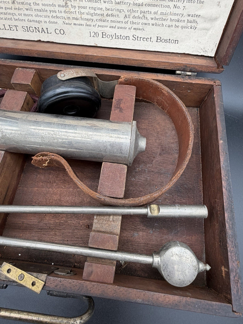 Antique Millet Signal Co Detectorphone Engine Stethoscope in Wood Box⁠