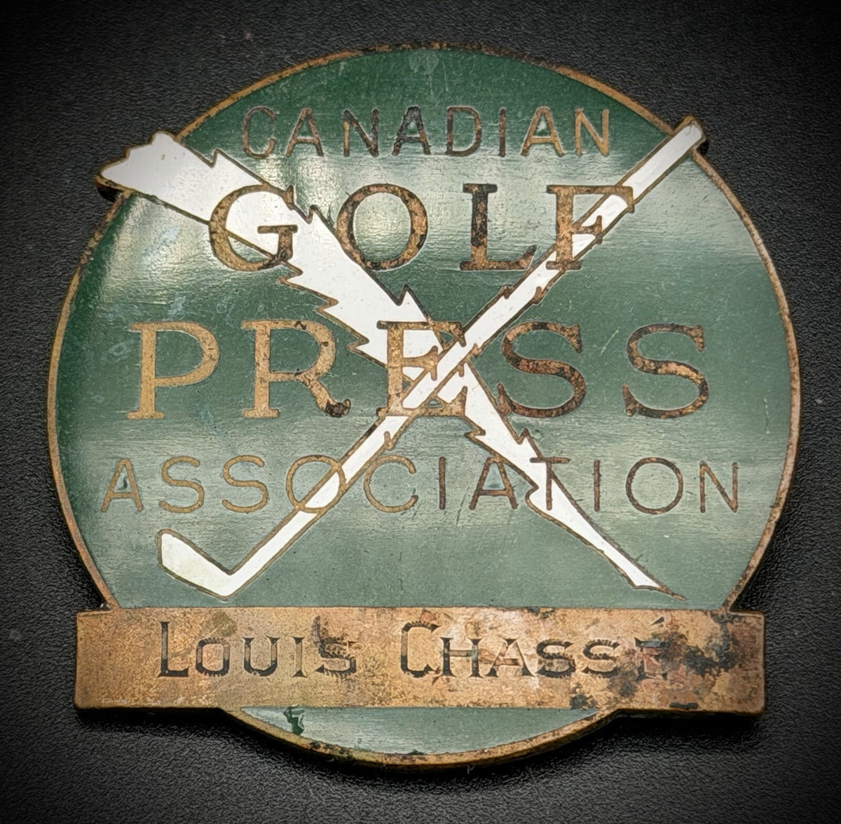 Vintage Birks Canadian Golf Press Association Enamel Badge Pin Louis Chasse