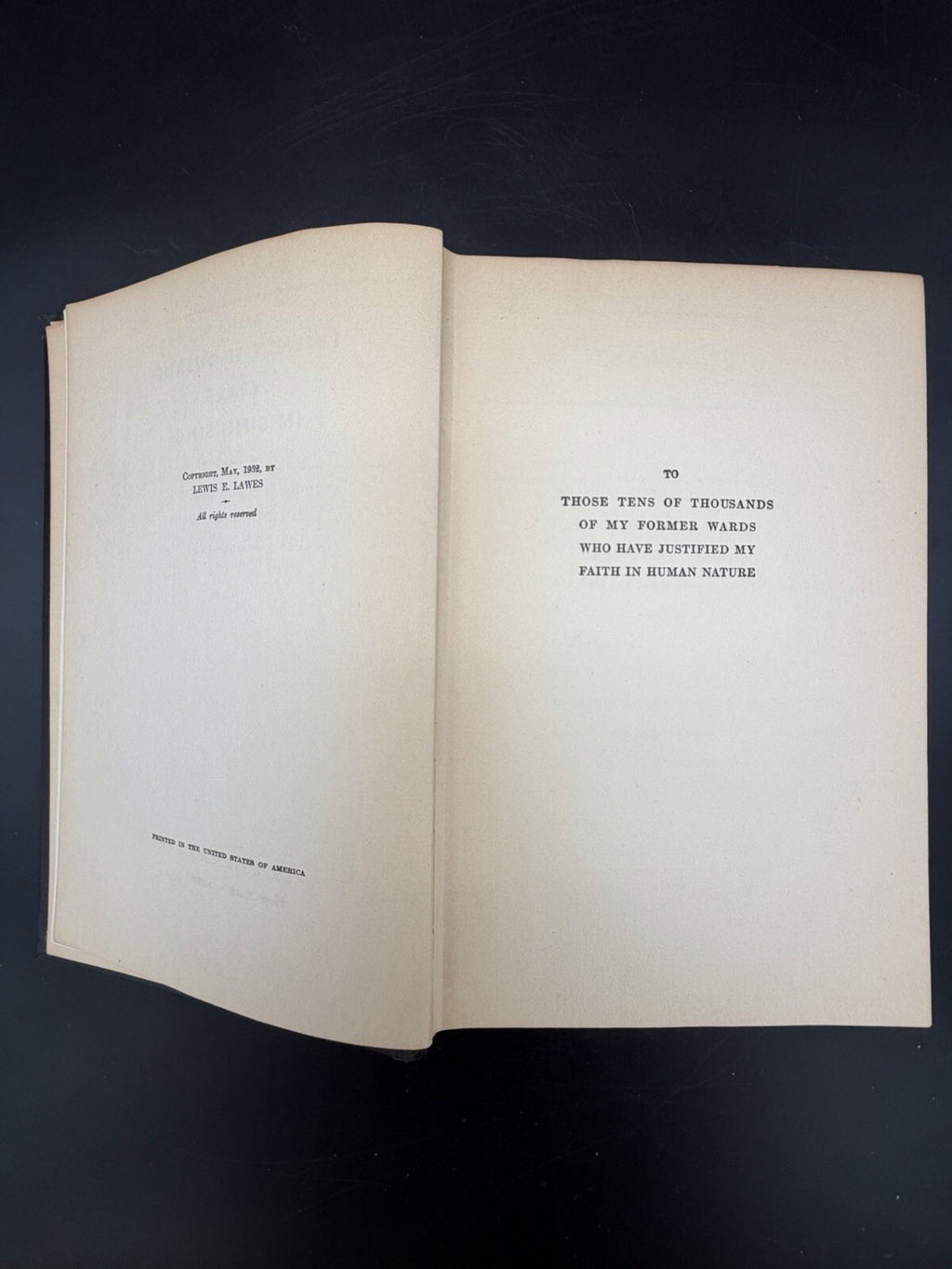 Twenty Thousand Years In Sing Sing by Lewis E. Lawes (Hardcover, 1st Ed., 1932)
