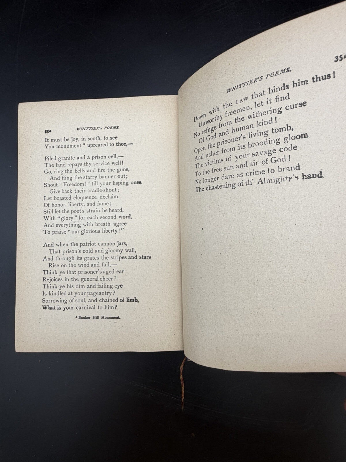 Antique Book, Poems John G. Whittier 19th C. Wm. L. Allison Co. Half Leather Bound