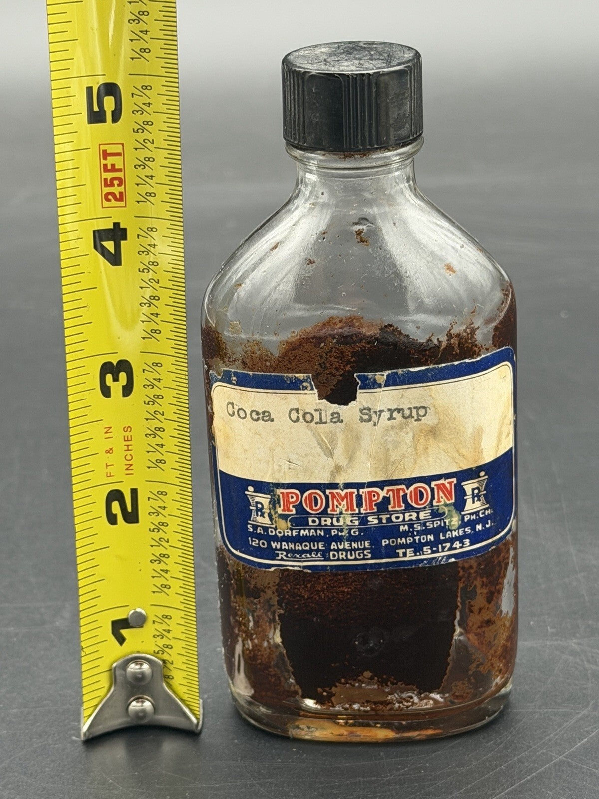 Vintage Pompton Drug Store Coca-Cola Syrup Bottle, Pompton Lakes, N.J. Soda RARE