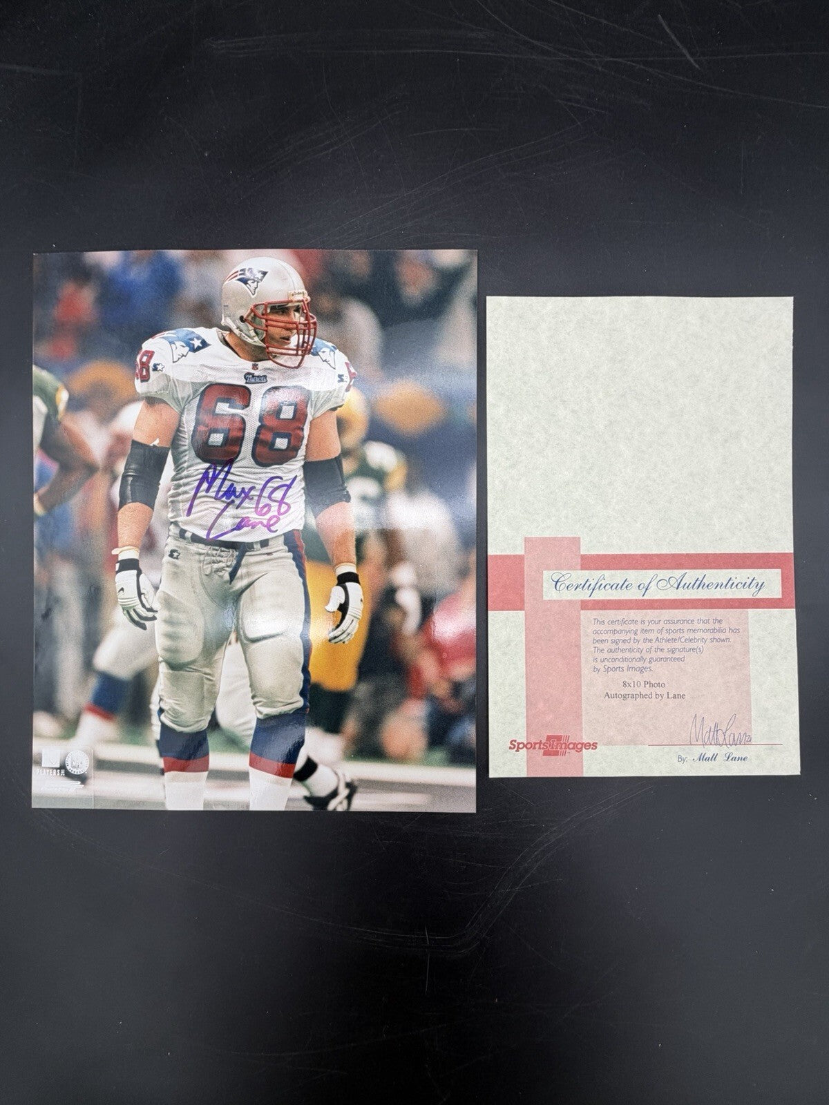 Max Lane Autographed 8x10 Photo New England Patriots #68 COA