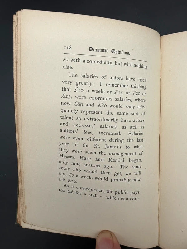 1890 Dramatic Opinions Mrs Kendal First Edition Antique Theatre Acting Memo
