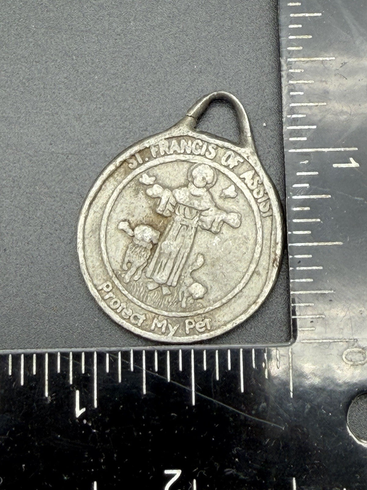 Vintage 1990 Roman St. Francis of Assisi Protect My Pet Dog Collar Medal Tag