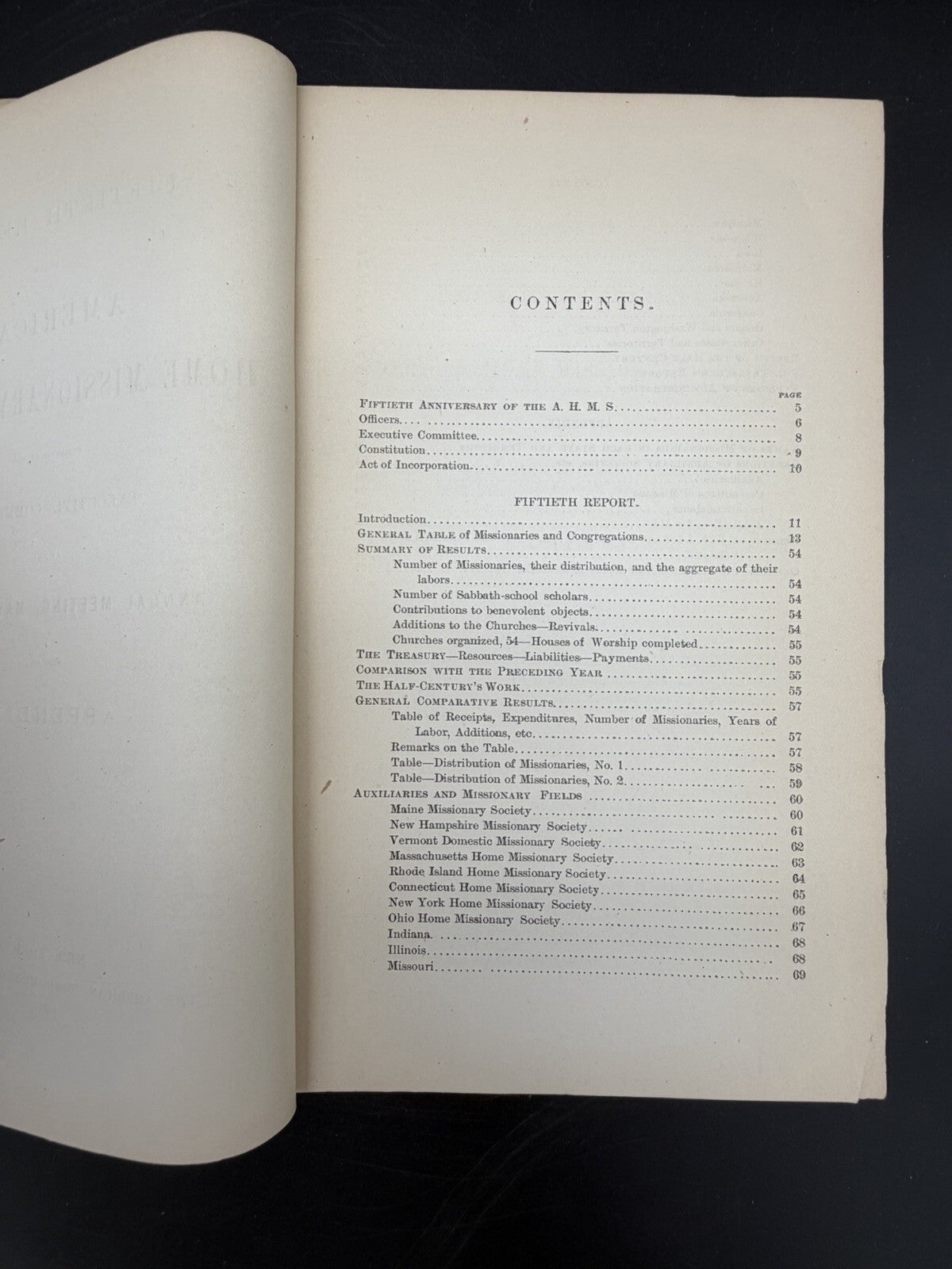 Antique 1876 Fiftieth Report American Home Missionary Society Booklet Ephemera
