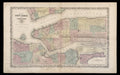 1855 J.H. Colton Antique Map of New York & Adjacent Cities Original Hand Color