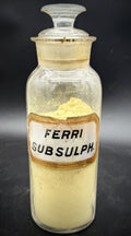 Antique Ferri Subsulph Apothecary Bottle Ground Stopper Powder Display Pharmacy