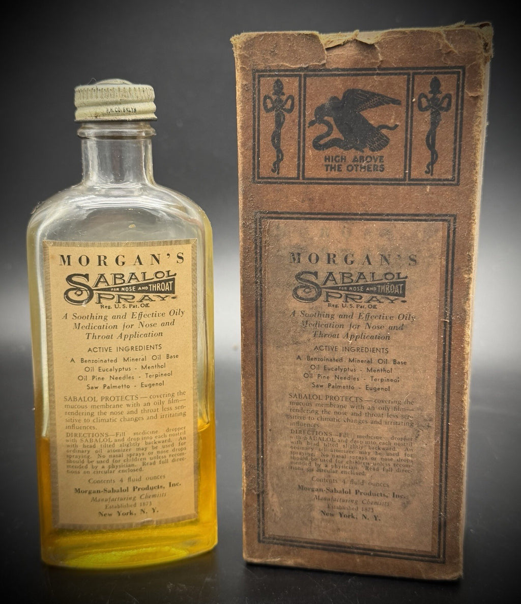 Vintage Morgan's Sabalol Spray Medicine Bottle with Original Box