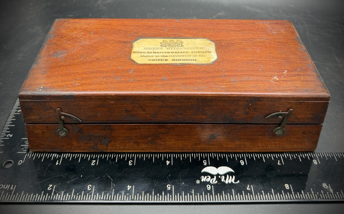Antique Sikes Hydrometer Buss London Brass Proof Gauge Cased Set 1896 Dated