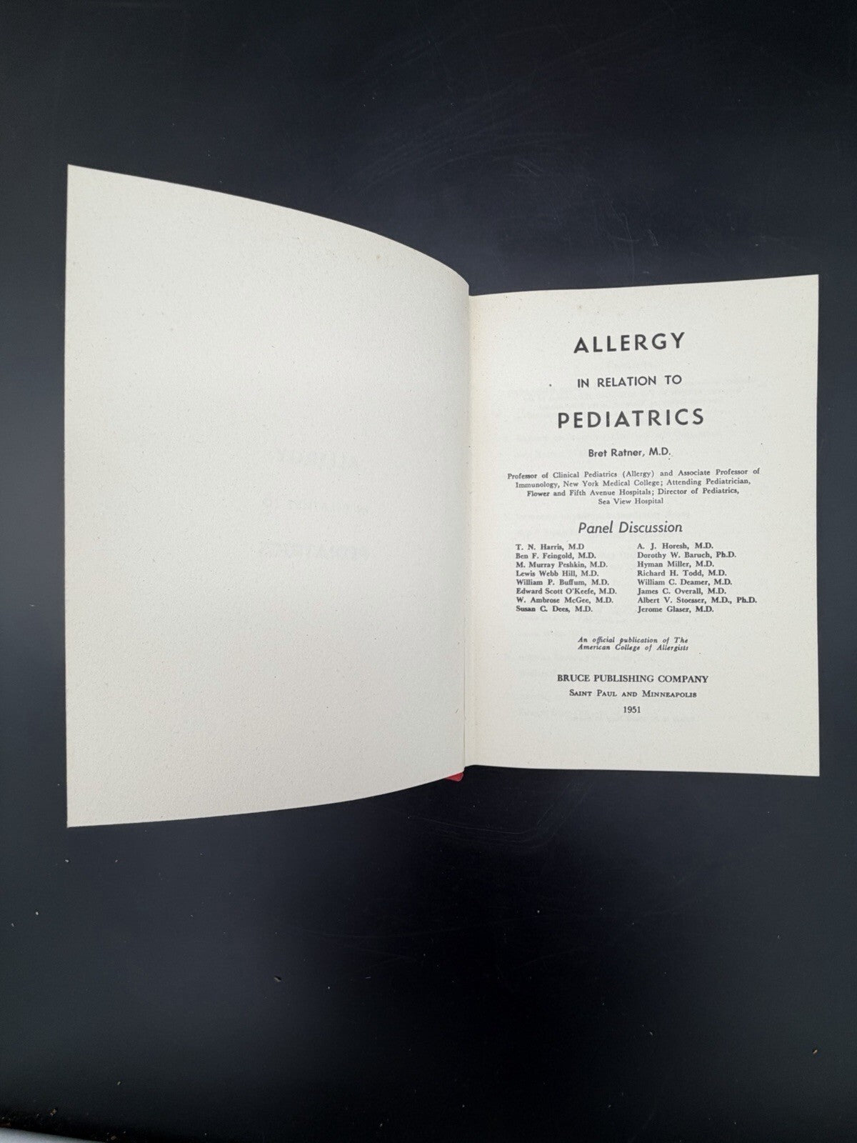 Vintage Book 1951 Allergy in Relation to Pediatrics Bret Ratner MD Medical Book VGC