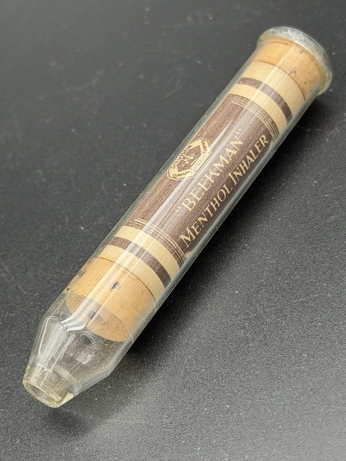 Vintage Schieffelin & Co. Beekman Menthol Inhaler Glass Tube & Paper Label