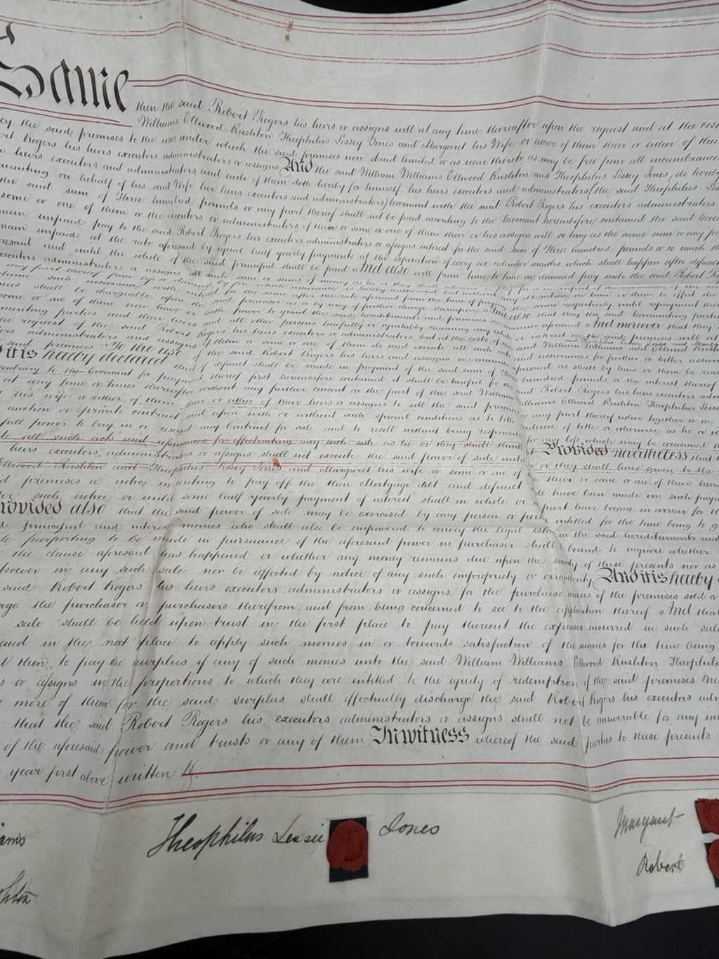 1871 Antique Vellum Mortgage Deed: Flintshire & Denbighshire, Wales (Signed)