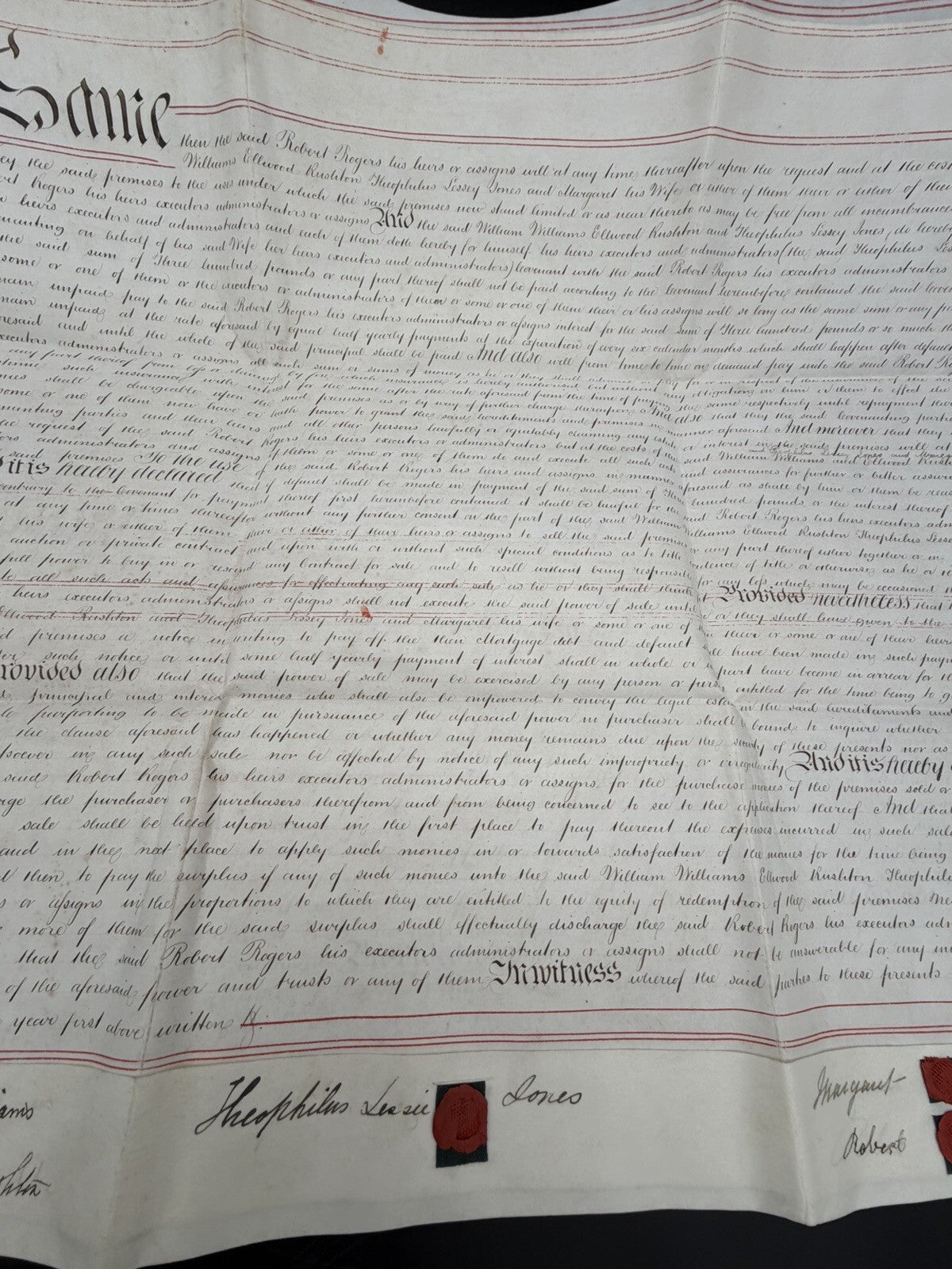 1871 Antique Vellum Mortgage Deed: Flintshire & Denbighshire, Wales (Signed)
