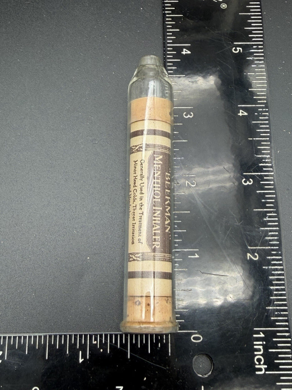 Vintage Schieffelin & Co. Beekman Menthol Inhaler Glass Tube & Paper Label