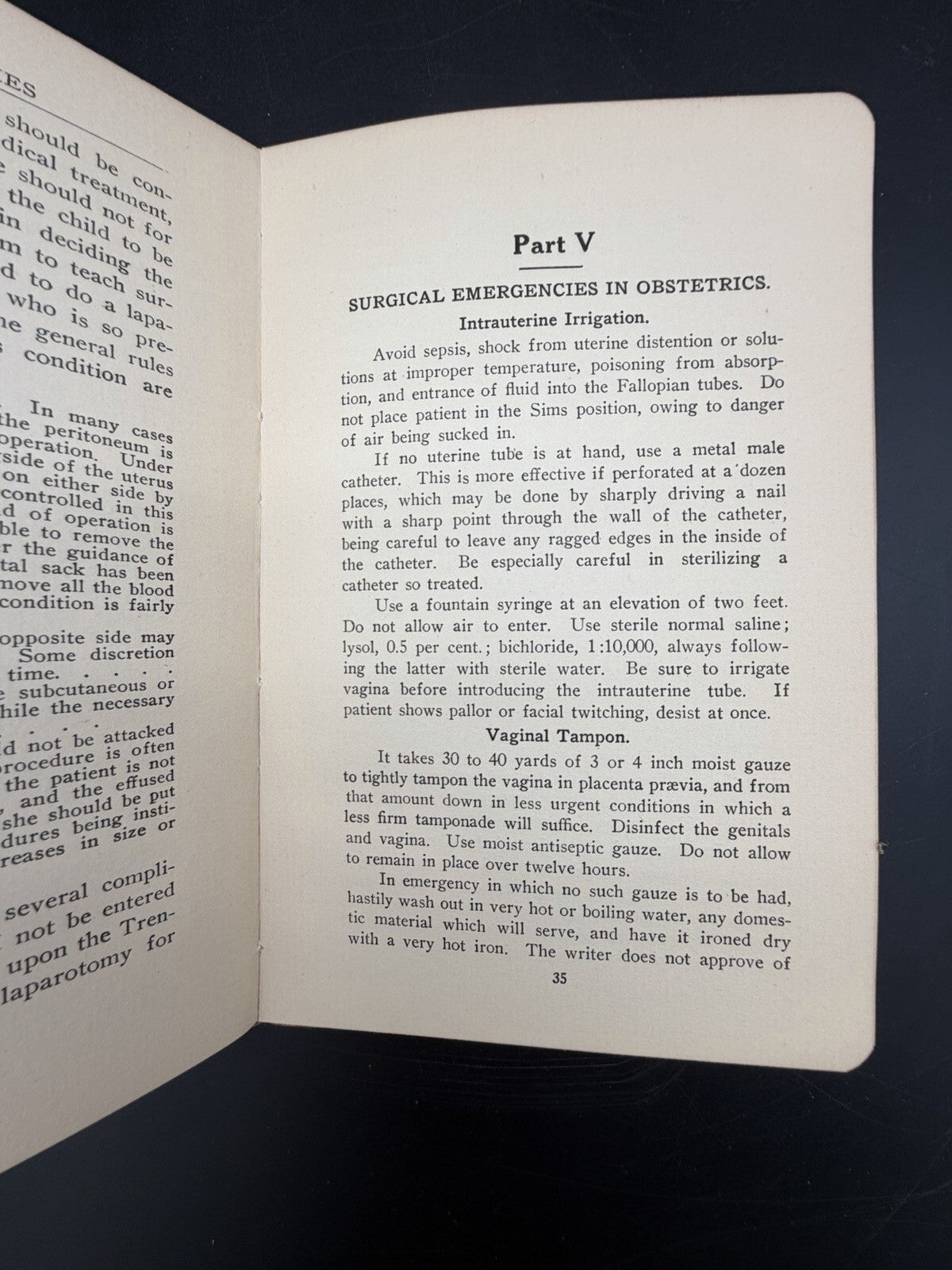 1912 Obstetrical Emergencies Handbook with 1918 Medical Council Letter