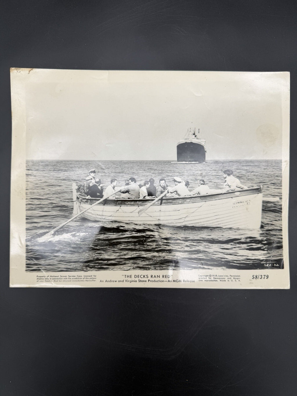 The Decks Ran Red 1958 Vintage Movie Still Photo Lifeboat Ship MGM 58/379