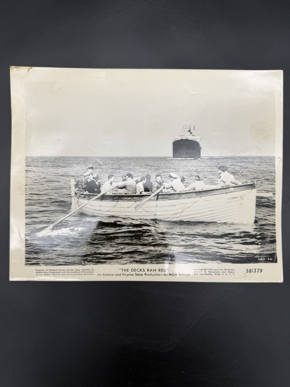 The Decks Ran Red 1958 Vintage Movie Still Photo Lifeboat Ship MGM 58/379