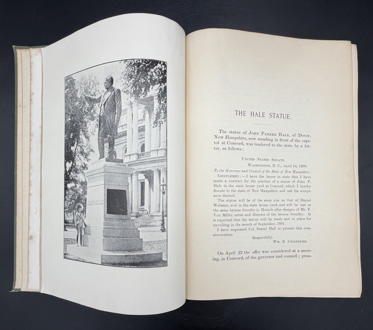 Antique Book 1892 The Statue of John P Hale New Hampshire Unveiling William E. Chandler HC