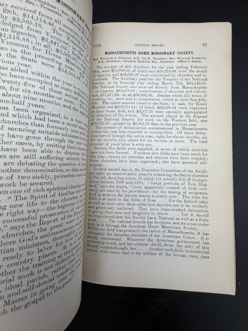 Antique 1876 Fiftieth Report American Home Missionary Society Booklet Ephemera