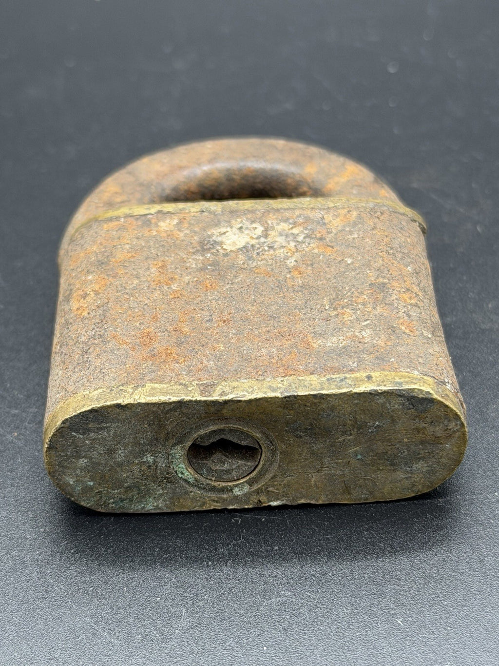 Antique Iron and Brass Padlock 19th Century Primitive Security Hardware Lock