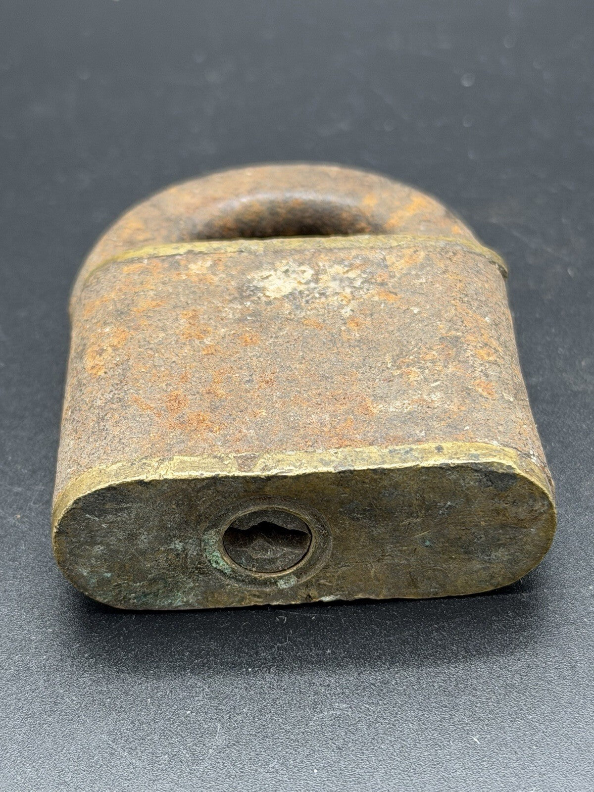 Antique Iron and Brass Padlock 19th Century Primitive Security Hardware Lock