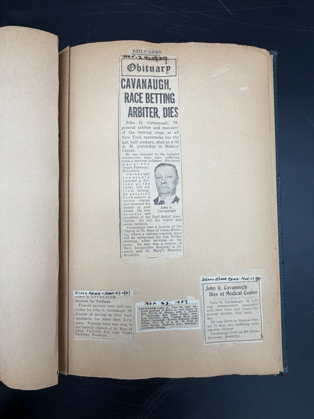 Vintage 1930s Horse Racing & Betting Scrapbook - John G Cavanagh NY Race Tracks
