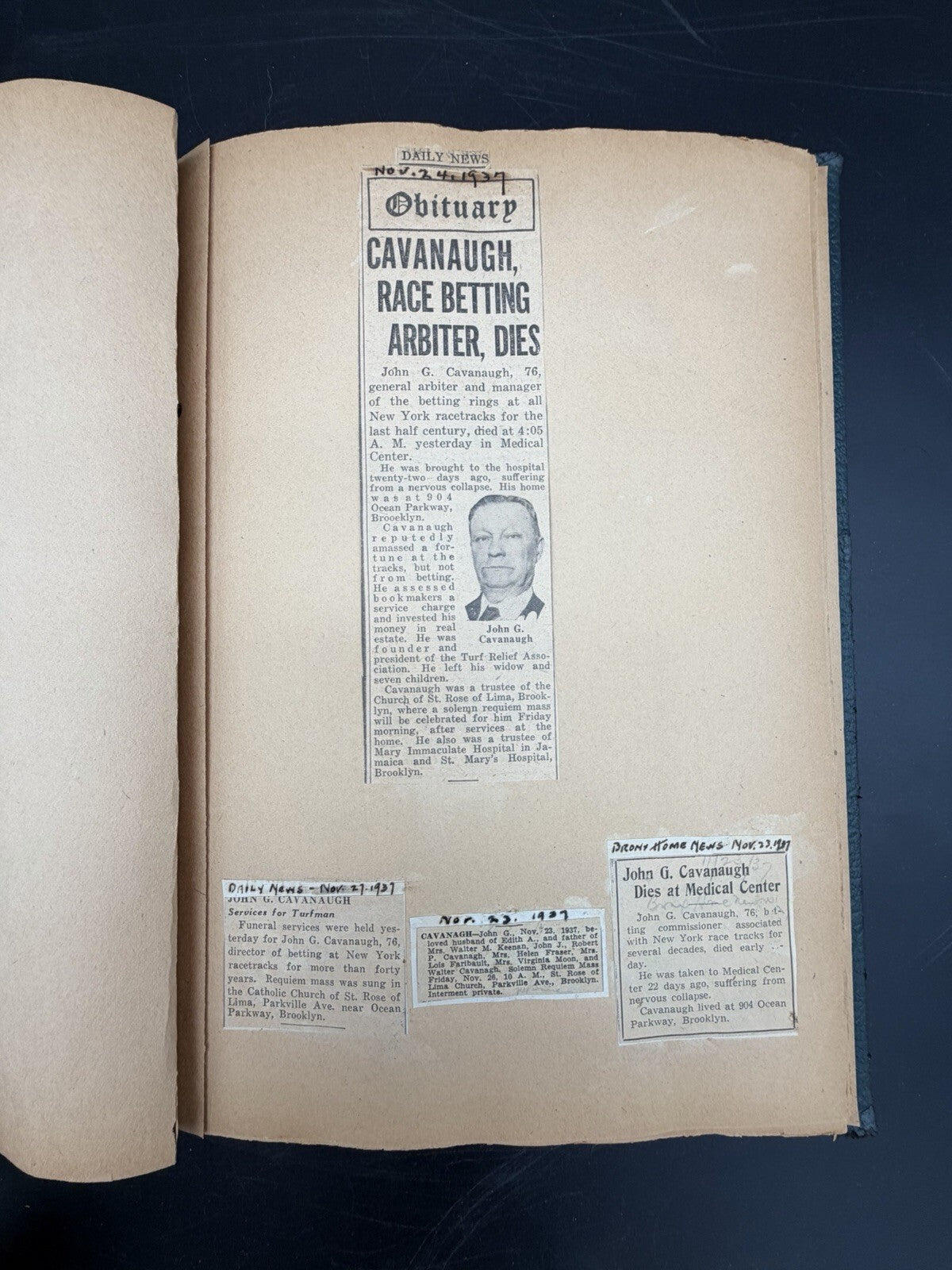 Vintage 1930s Horse Racing & Betting Scrapbook - John G Cavanagh NY Race Tracks