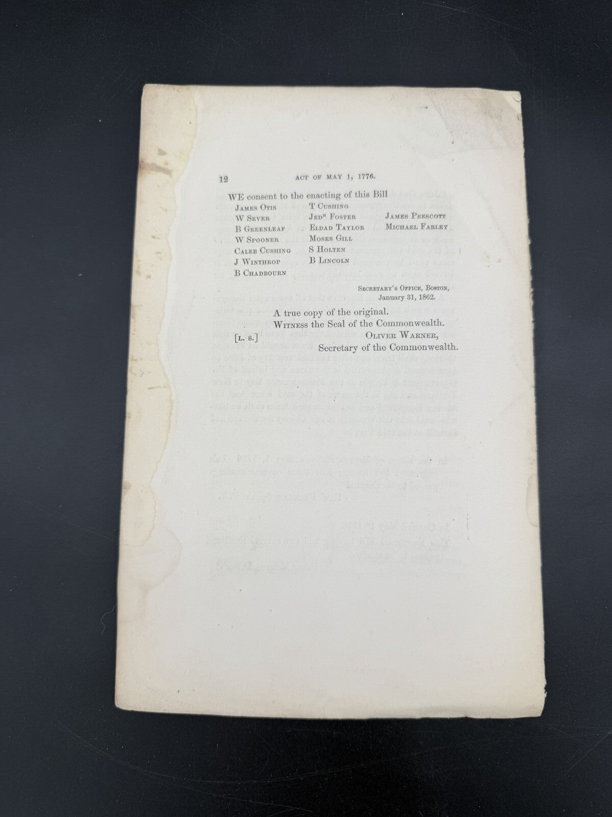 1862 Henry B. Dawson Pamphlet: MA Declaration of Independence 1776