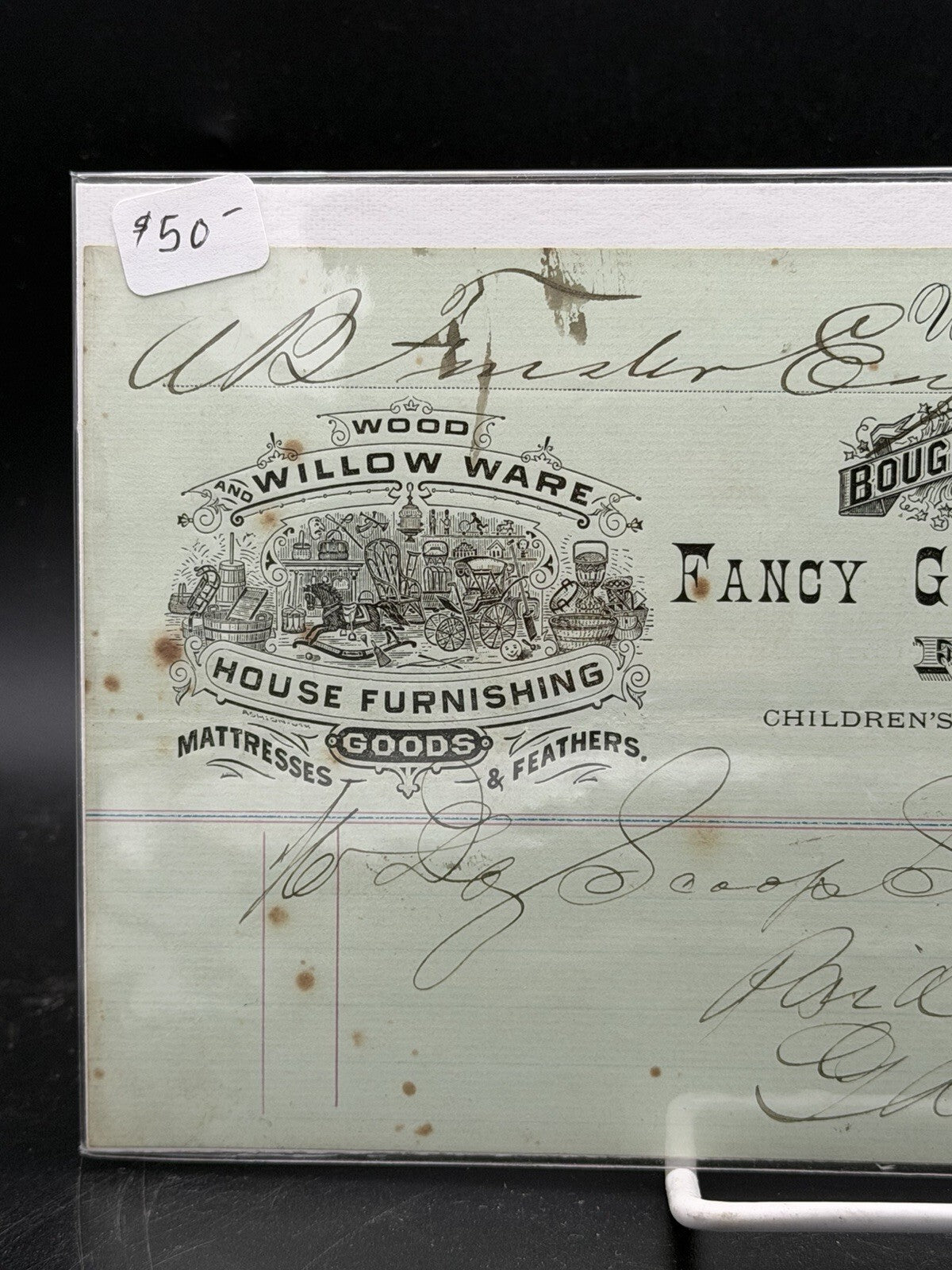 1879 Geo. Austin Clark Invoice – Utica NY Fishing Tackle Fancy Goods Ephemera