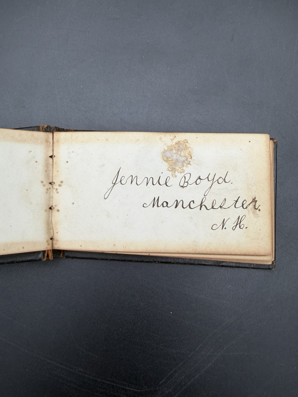 1875 Antique Miniature Autograph Book Manchester NH Victorian Era Ephemera