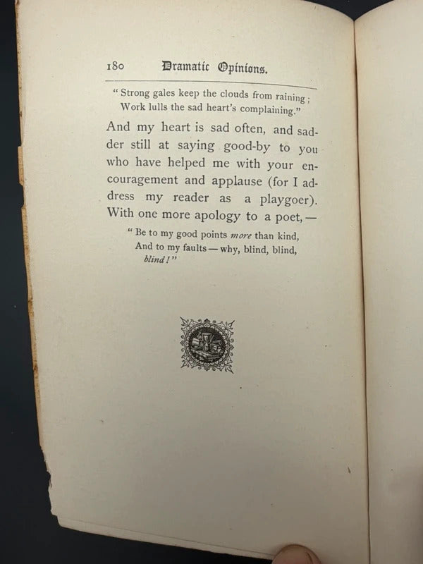 1890 Dramatic Opinions Mrs Kendal First Edition Antique Theatre Acting Memo