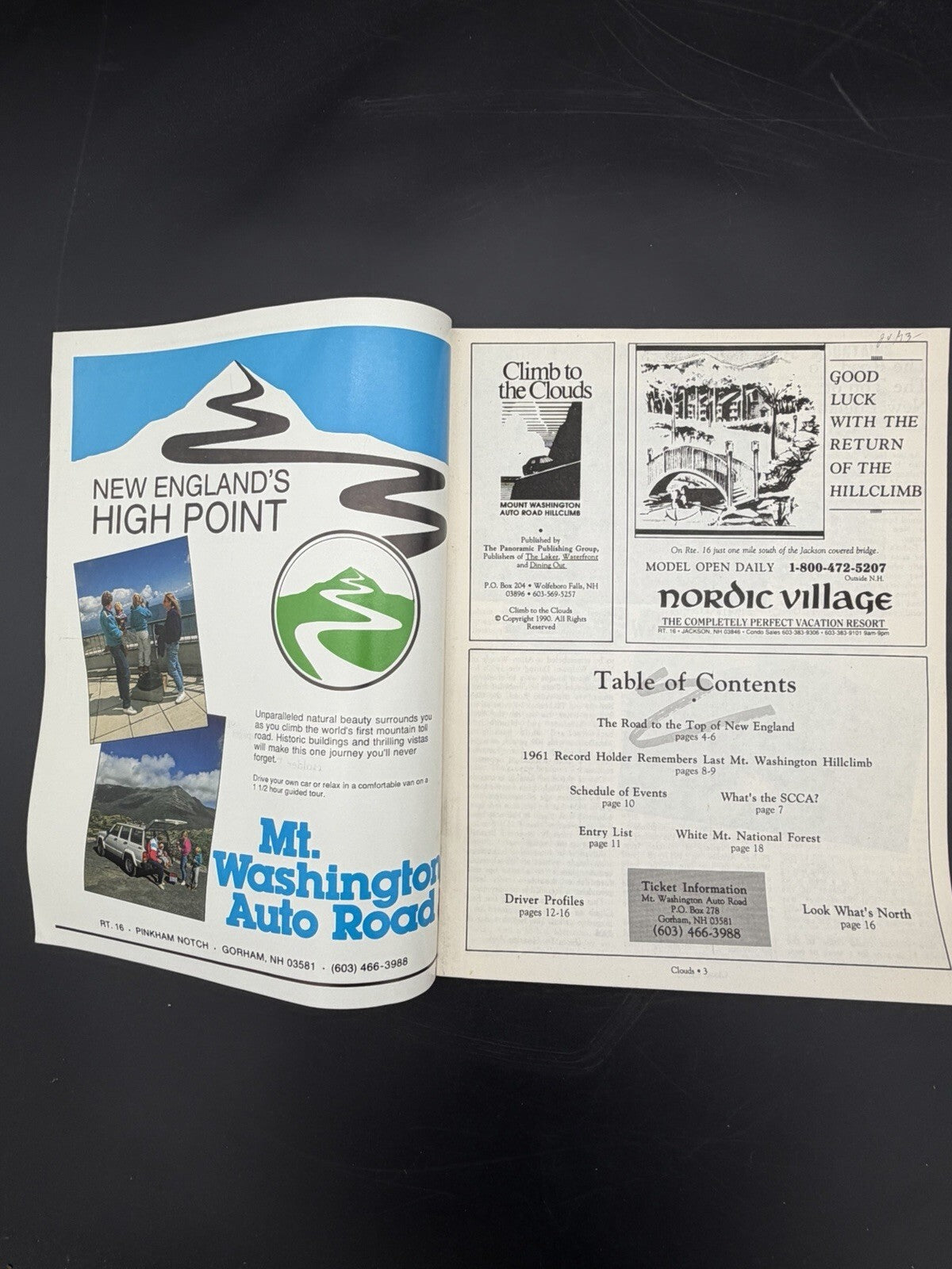 Vintage 1990 Mt. Washington Auto Road Hill Climb Official Program - Climb to the Clouds