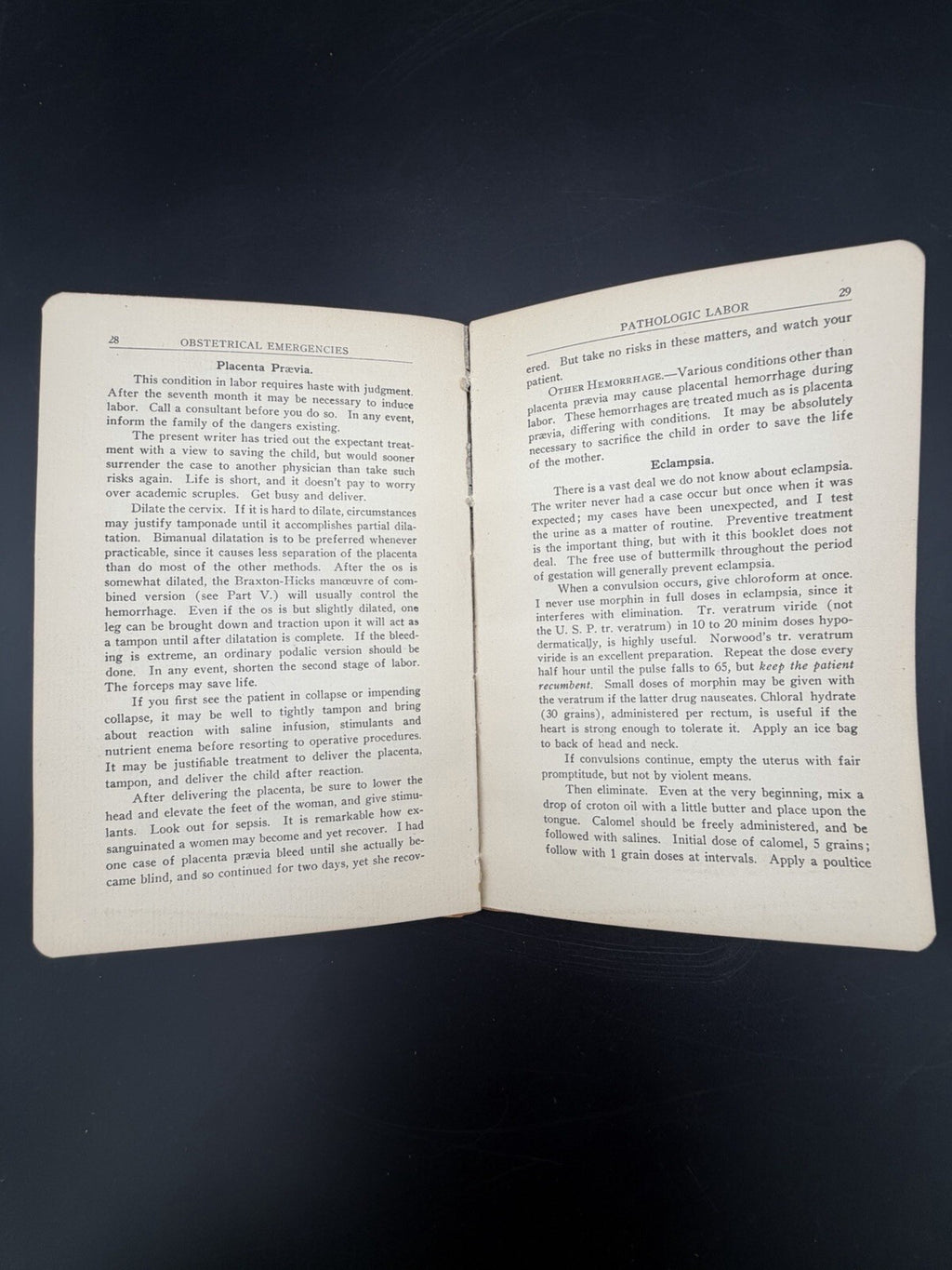 1912 Obstetrical Emergencies Handbook with 1918 Medical Council Letter