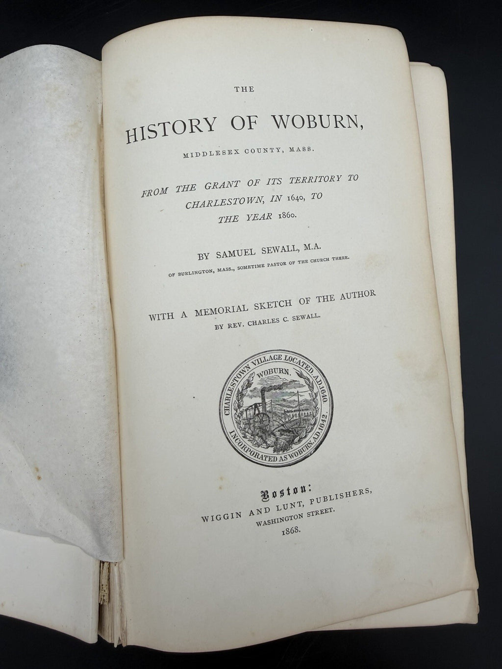 1868 History of Woburn Massachusetts Samuel Sewall - Loose/Detached AS IS Copy