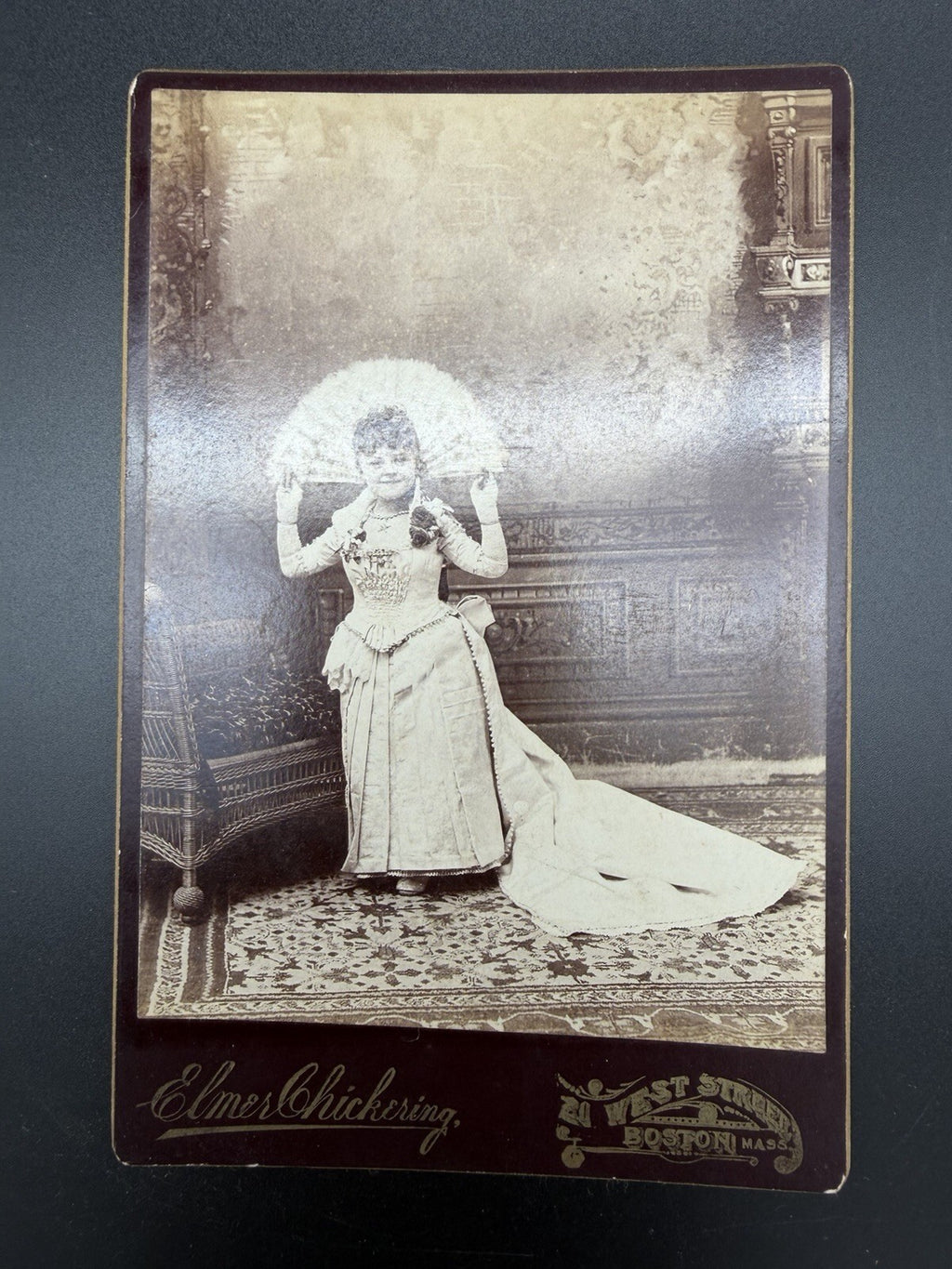 Antique Cabinet Card Photo Princess Ida Little Person Boston MA Elmer Chickering
