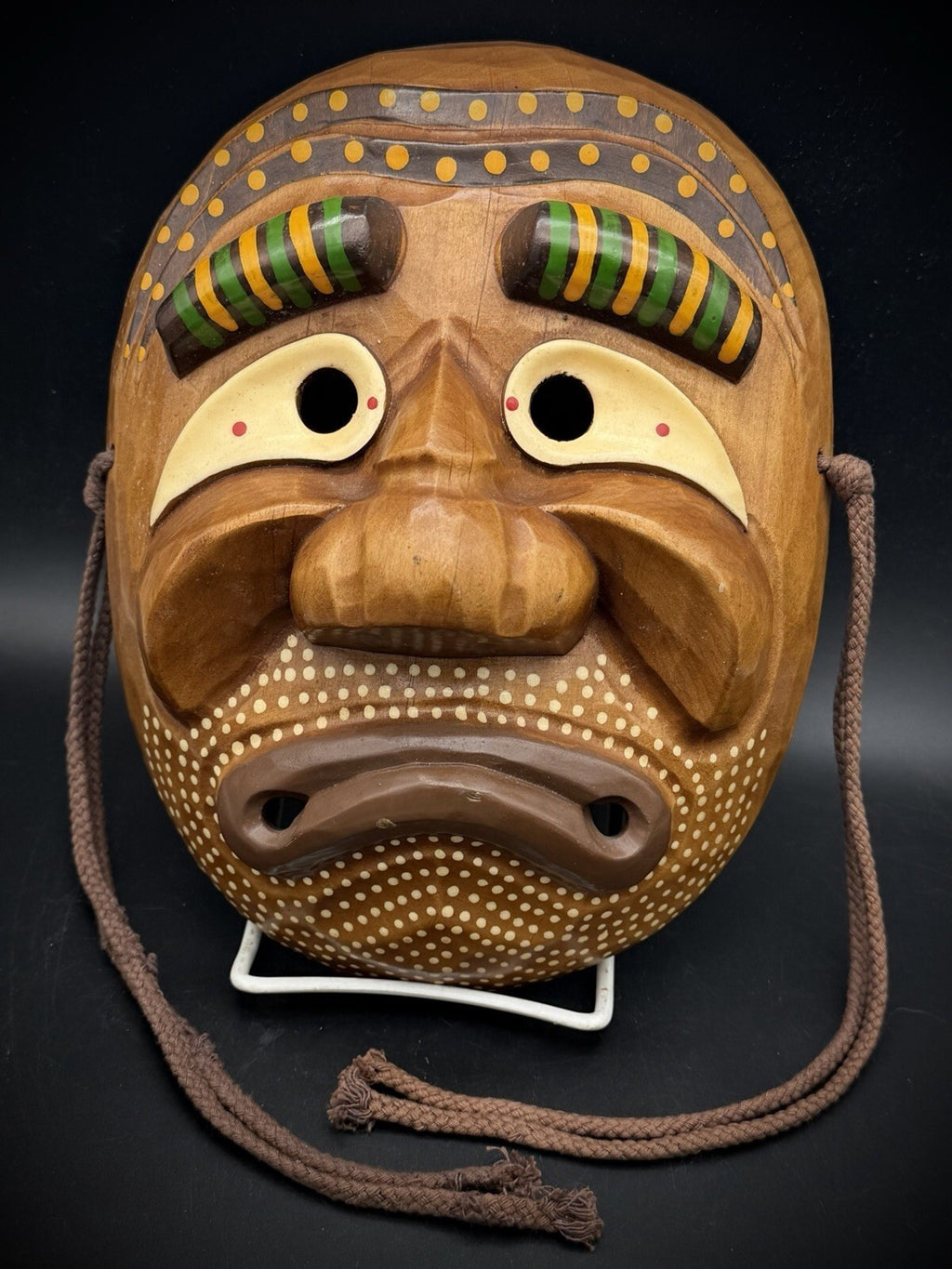 Hand Carved Korean Wood Mask Talchum Hahoe Folk Art Wall Hanging Decor 8.5”