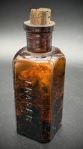 Antique Fraser Amber Glass Apothecary Bottle w/ Cork Stopper Quack Medicine