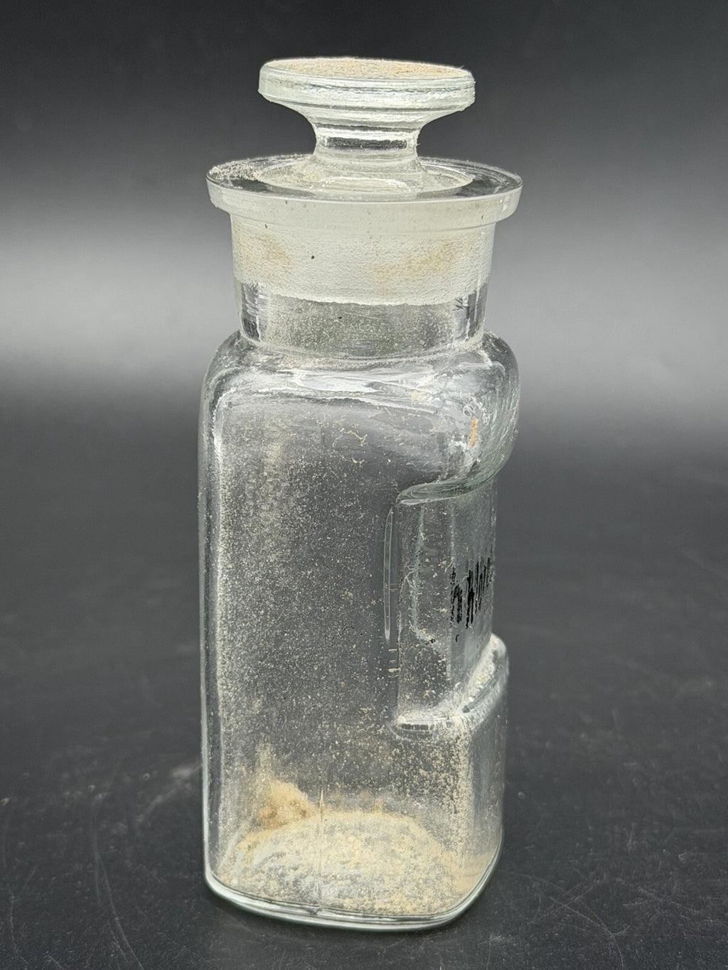 Antique Glass Apothecary Bottle Matching Ground Stopper Chlorate Label Vintage