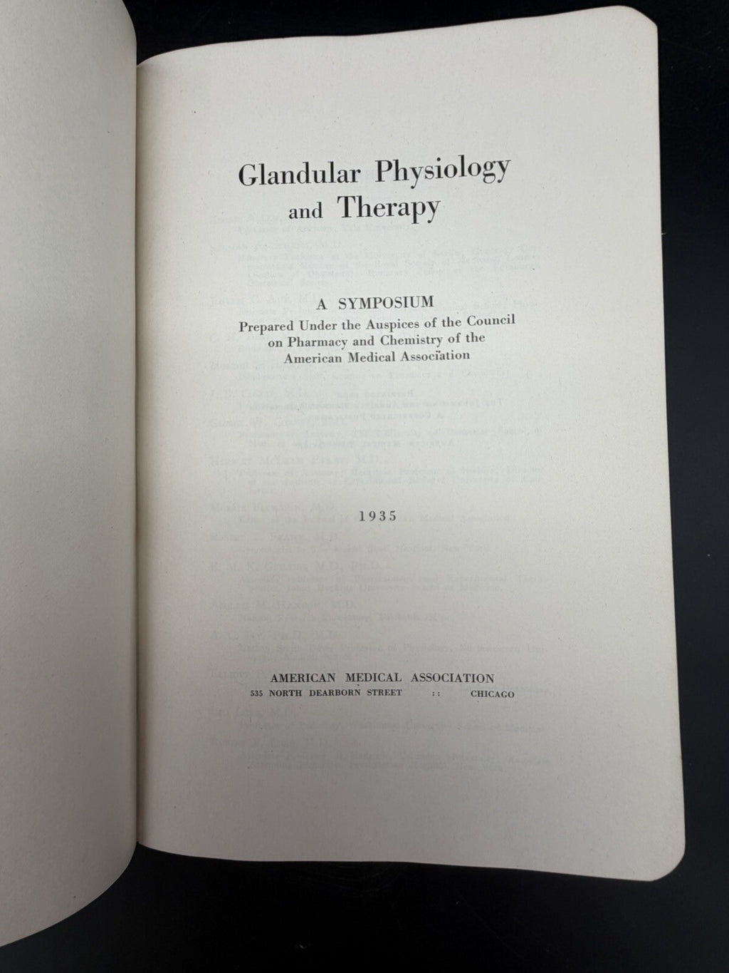 Antique 1935 Glandular Physiology and Therapy Medical Book AMA Endocrinology