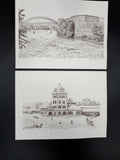 Vintage 1989 Paul Archambault Pen & Ink Art Prints - Manchester NH B&M Station