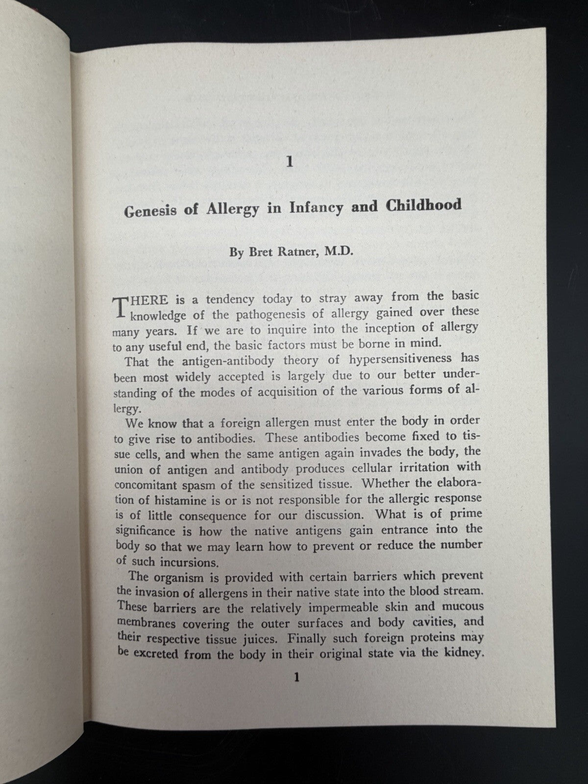 Vintage Book 1951 Allergy in Relation to Pediatrics Bret Ratner MD Medical Book VGC