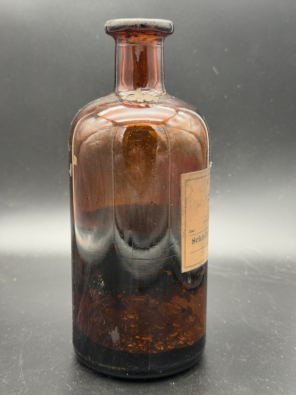 Antique Amber Apothecary Bottle Bitter Wine of Iron Schieffelin New York Medical