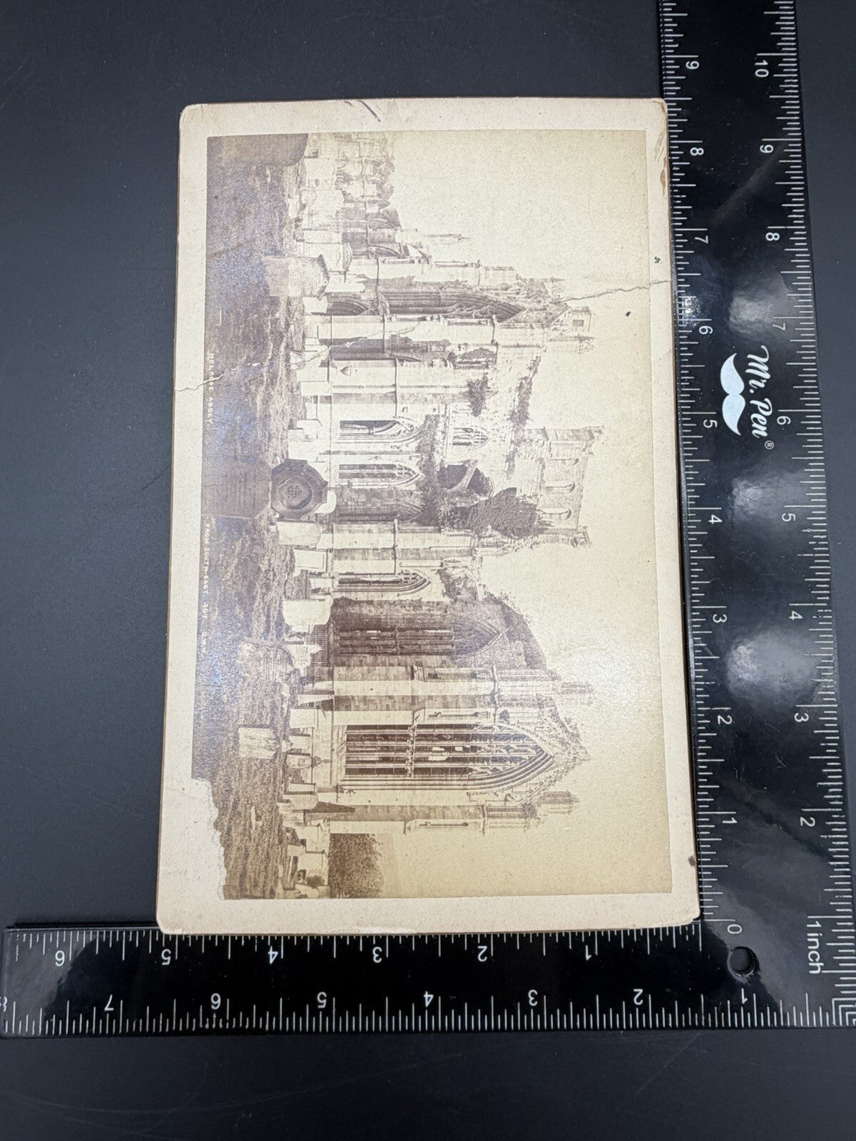 Antique Melrose Abbey Scotland Architectural Photograph 19th Century Print Photo