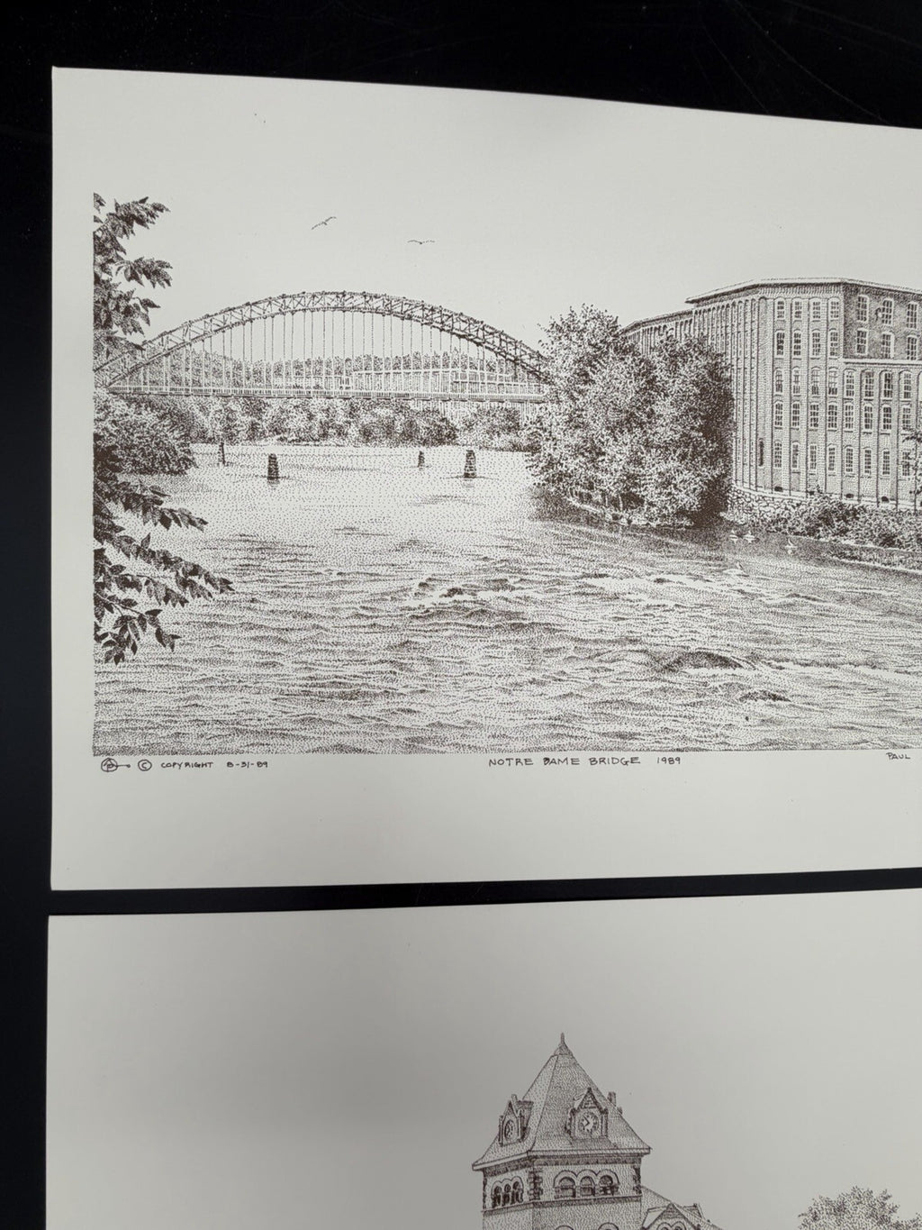 Vintage 1989 Paul Archambault Pen & Ink Art Prints - Manchester NH B&M Station