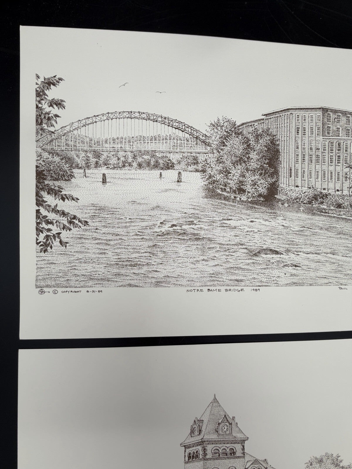 Vintage 1989 Paul Archambault Pen & Ink Art Prints - Manchester NH B&M Station