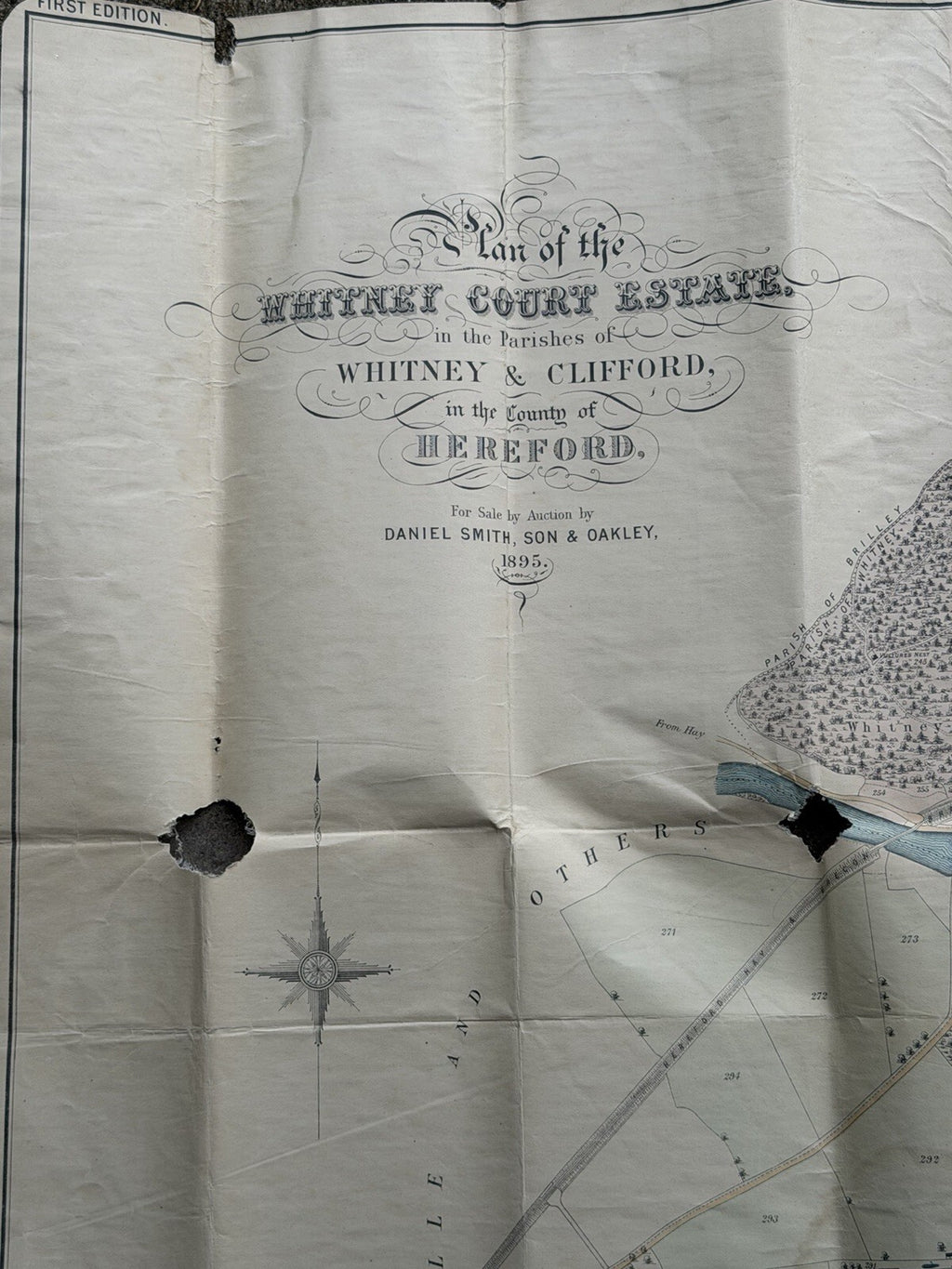 1895 Antique Map: Plan of the Whitney Court Estate, Herefordshire