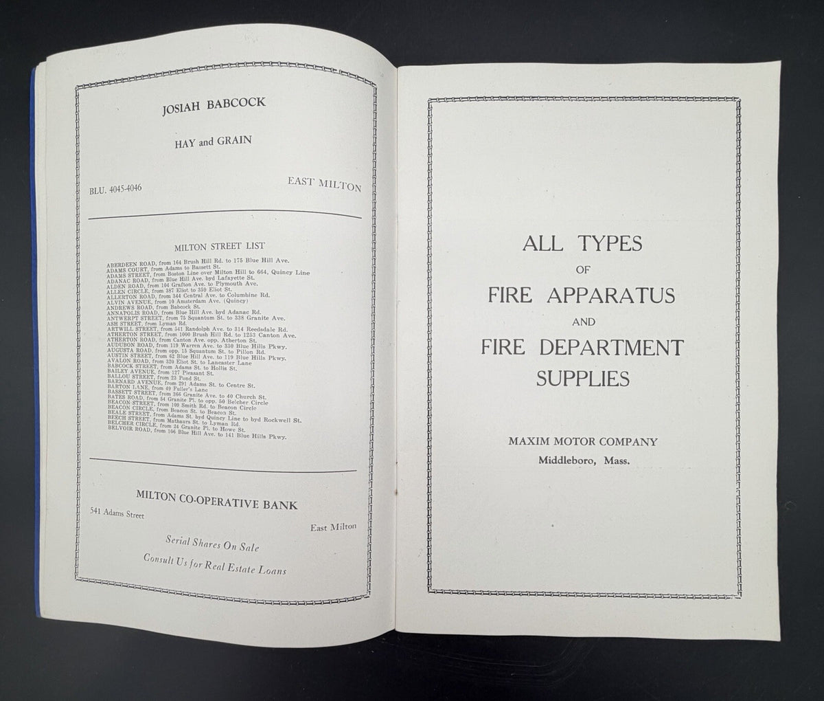 1945 Milton Firemen’s Relief Association Program Pepsi-Cola & Funeral Home Ads