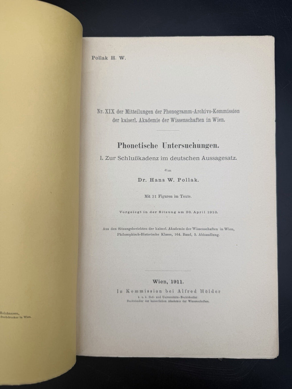 Phonetische Untersuchungen Phonogramm Archiv Wien Linguistics Brochure 1911