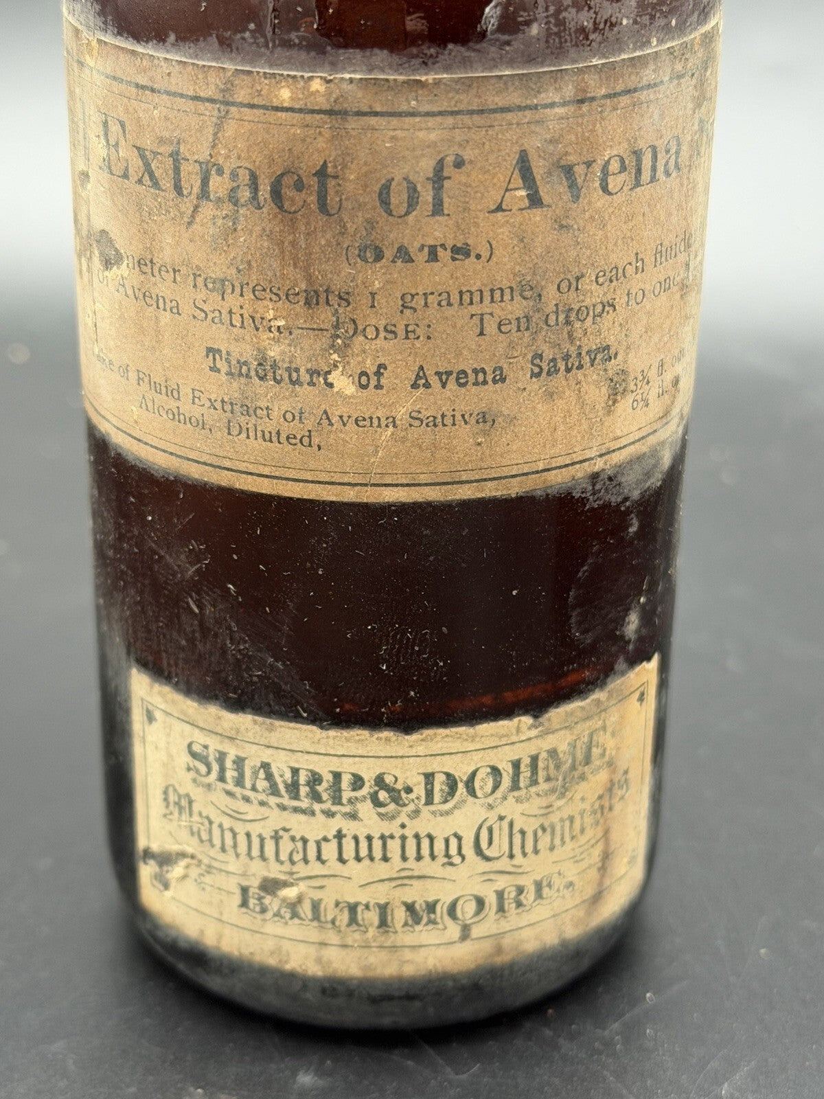 Antique Sharp & Dohme Avena Sativa Medicine Bottle Baltimore Apothecary